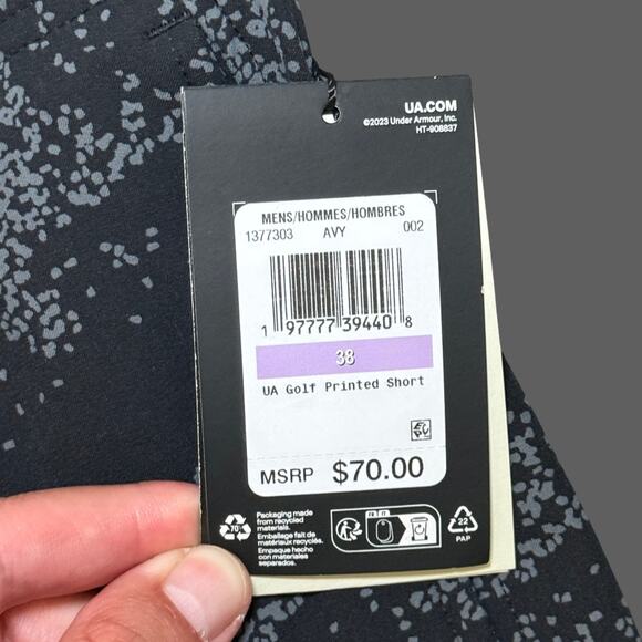 Under Armour Golf Printed Shorts Men’s 38 NWT Black/Gray 10" Inseam - Picture 4 of 10